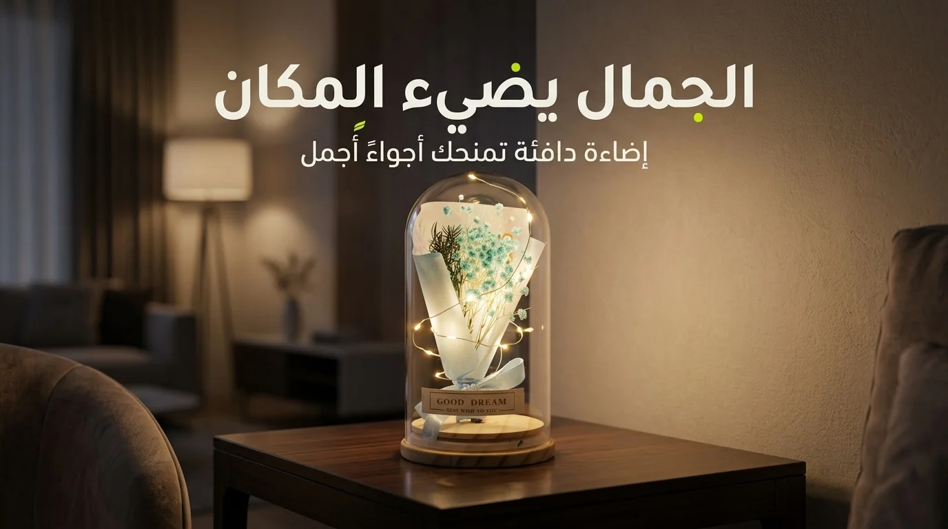 إضاءة باقة الزهور الزجاجية