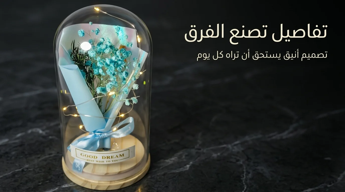 تفاصيل باقة الزهور الزجاجية